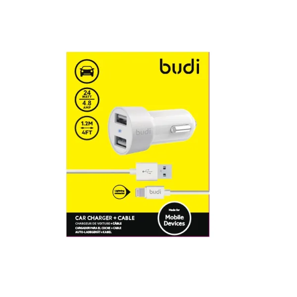 Budi - 2 USB car charger with LED indicator+lig | Купить онлайн — Megaluks