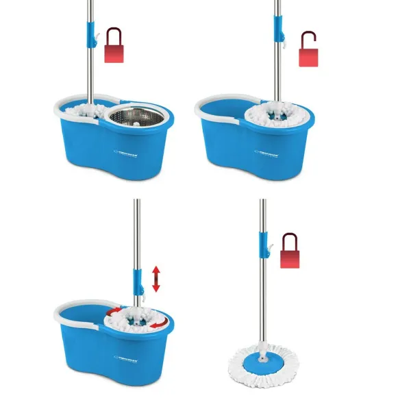 Mop with Bucket Esperanza EHS006 Sinine Valge Mikrofiiber