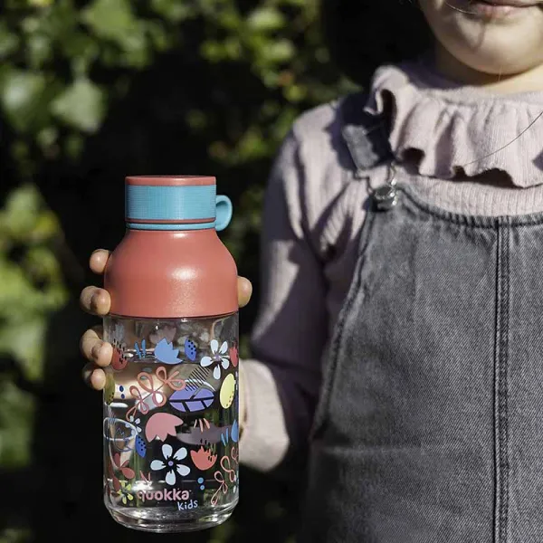 Quokka Ice Kids with strap - ecozen 430 ml water bottle with strap (Flowers)