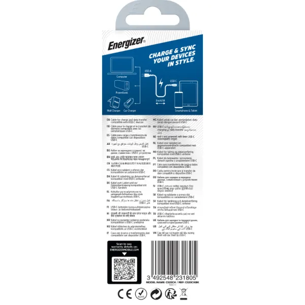 USB-C Cable Energizer C520CKBK 2 m