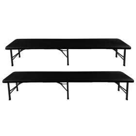 Folding garden table 180cm + 2 benches - black | Buy online — Megaluks