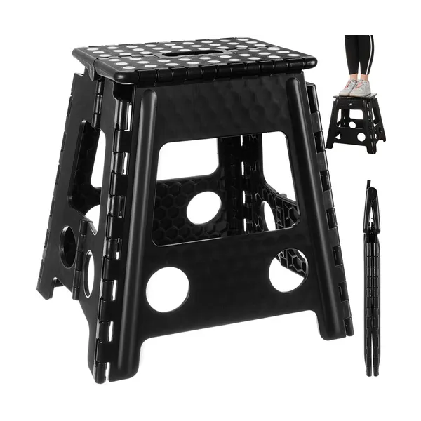 Folding stool black and white 39cm