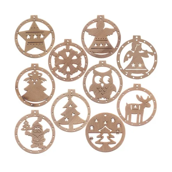 Wooden baubles - 10 pcs