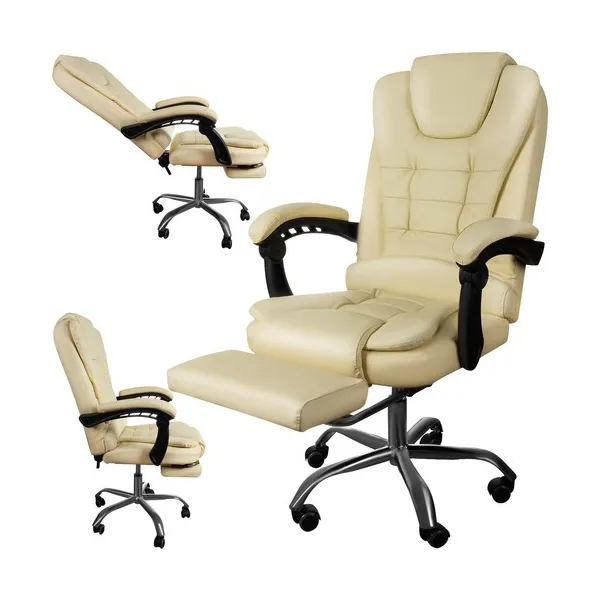 Office chair with footrest - beige Malatec 23287