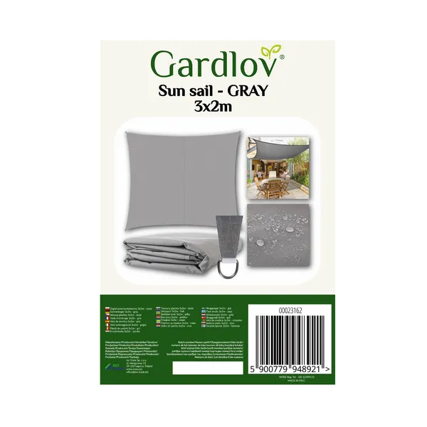 Sunshade sail 3x2m - gray Gardlov 23162