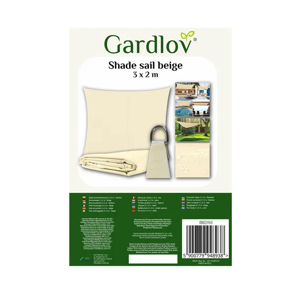 Sunshade sail 3x2m - beige Gardlov 23163