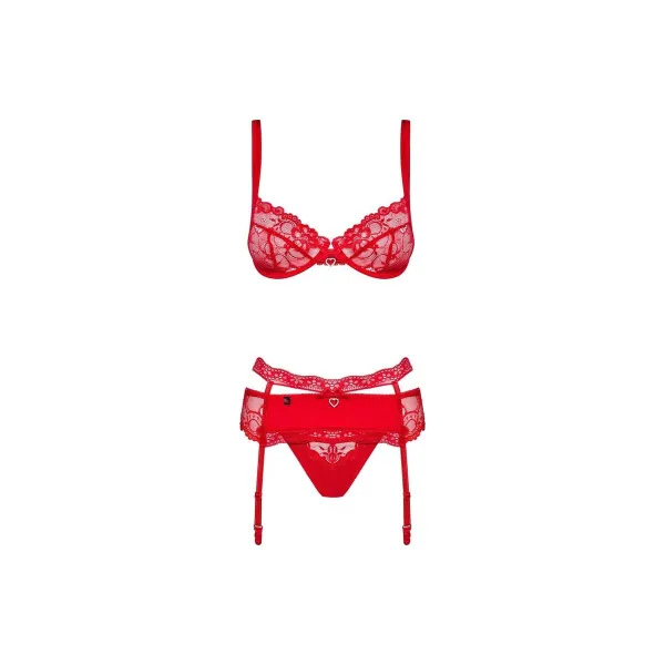 Nėriniuoti apatiniai komplektai Obsessive Heartina Raudona L/XL