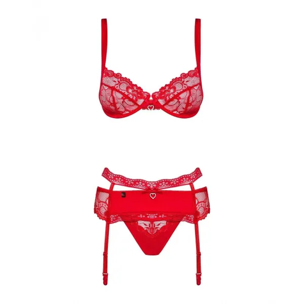 Mežģīņu Apakšveļas Komplekts Obsessive Heartina Sarkans L/XL