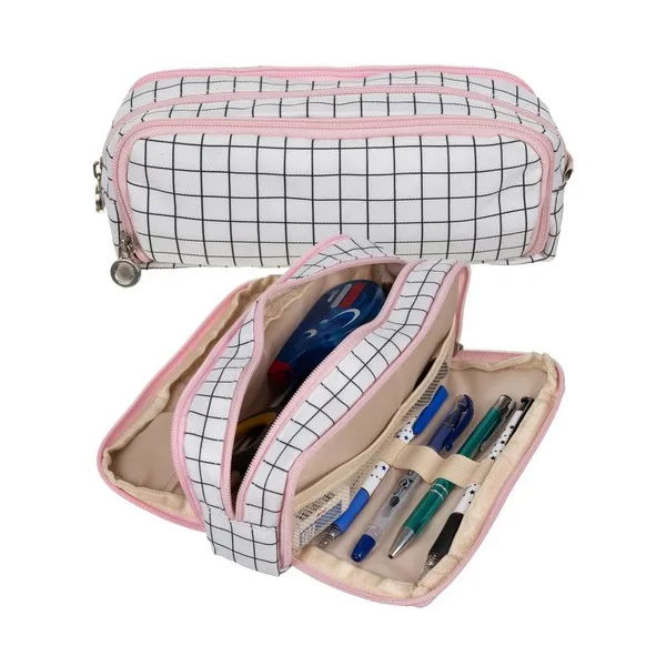 Triple foldable pencil case - checkered Maaleo24514 | Buy online — Megaluks