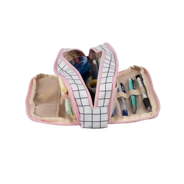 Triple foldable pencil case - checkered Maaleo24514 | Buy online — Megaluks