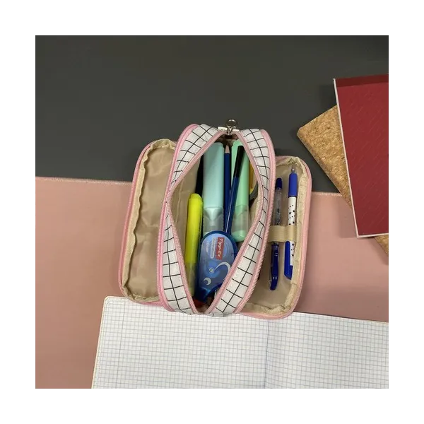 Triple foldable pencil case - checkered Maaleo24514 | Buy online — Megaluks