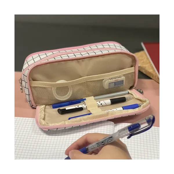 Triple foldable pencil case - checkered Maaleo24514 | Buy online — Megaluks