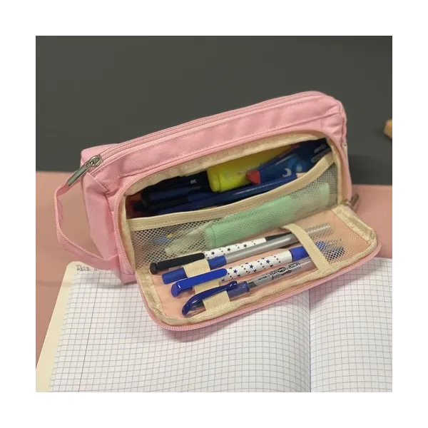 Double extendable pencil case - pink Maaleo 24519 | Buy online — Megaluks