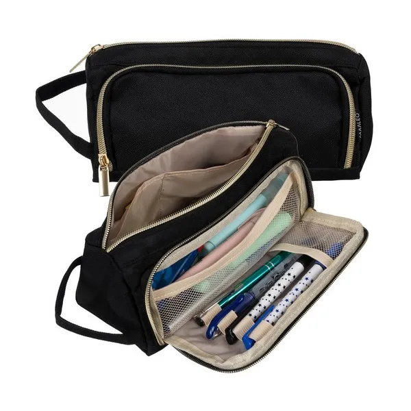 Double extendable pencil case - black Maaleo 24502