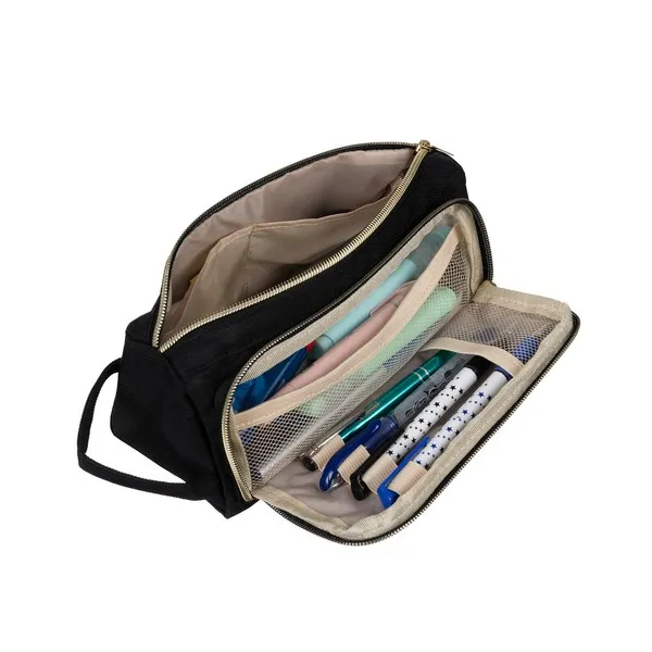 Double extendable pencil case - black Maaleo 24502