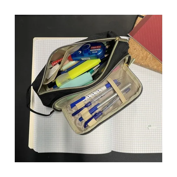 Double extendable pencil case - black Maaleo 24502