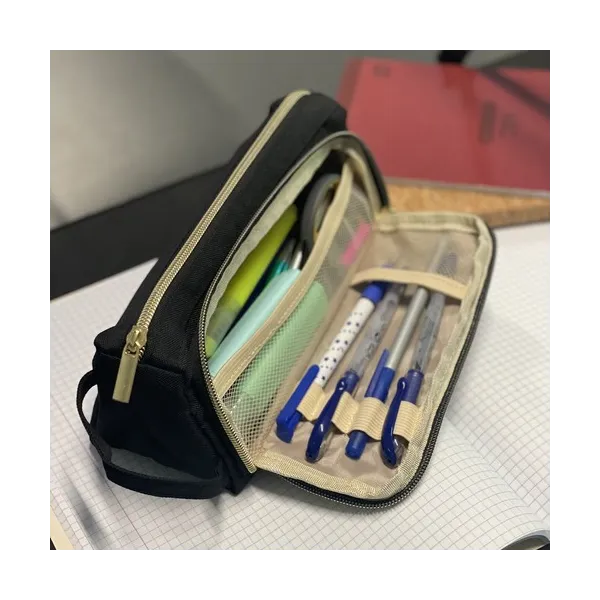Double extendable pencil case - black Maaleo 24502