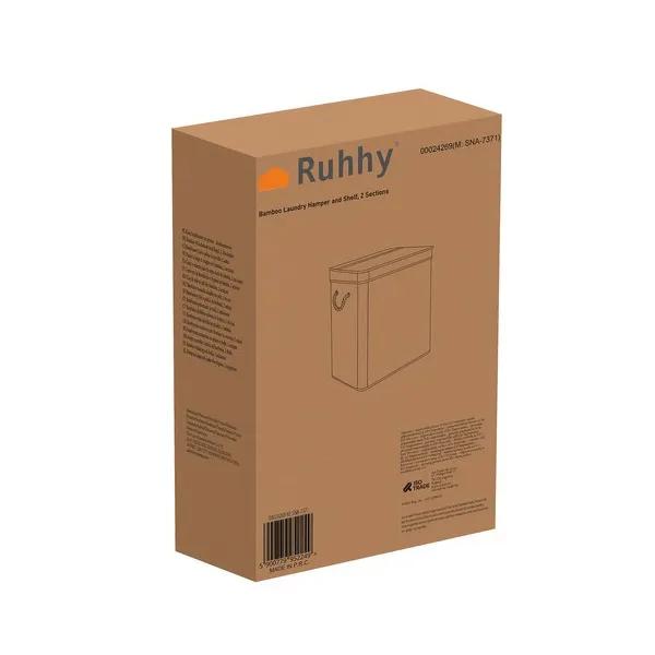 Bamboo laundry basket - two-chamber Ruhhy 24269 | Buy online — Megaluks