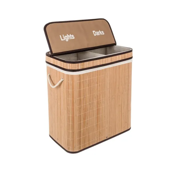 Bamboo laundry basket - two-chamber Ruhhy 24269 | Buy online — Megaluks