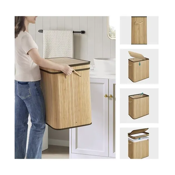 Bamboo laundry basket - two-chamber Ruhhy 24269 | Buy online — Megaluks