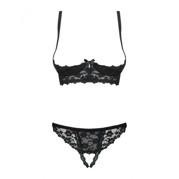 Nėriniuoti apatiniai komplektai Obsessive Letica Juoda L/XL