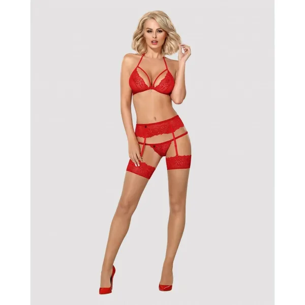 Alusvaatesetti Obsessive 838-SEG-3 S/M Punainen S/M
