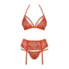 Alusvaatesetti Obsessive 838-SEG-3 S/M Punainen S/M