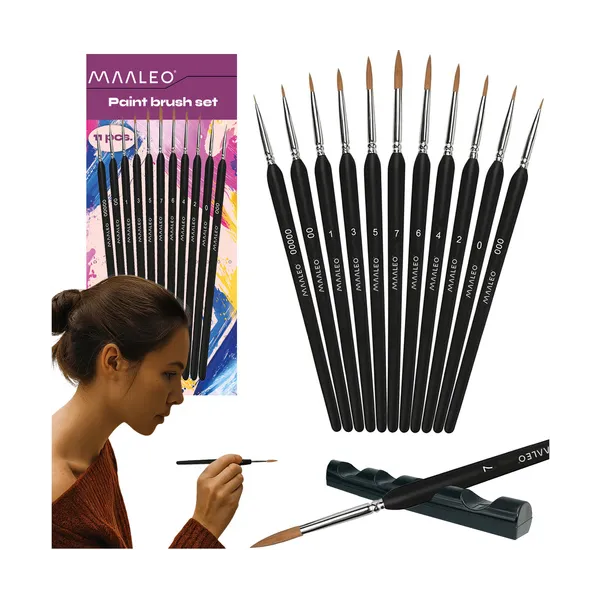 Paint brushes 11pcs with stand Maaleo 26118