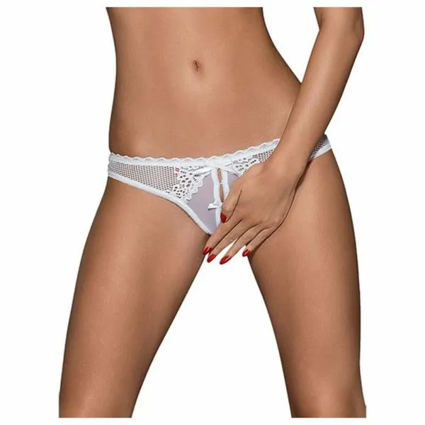 Valkoiset pikkuhousut alabasterinvärisellä pitsillä Obsessive OBS-8208991-S/M-OLD S/M Valkoinen