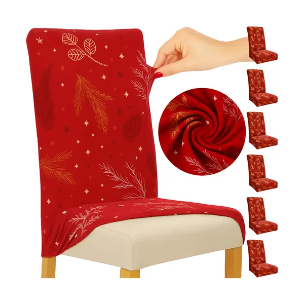 Chair covers 6 pcs. Light red Ruhhy 26638 | Osta veebist — Megaluks