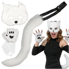 4-piece cat/fox costume, white, Ruhhy 26249 | Osta veebist — Megaluks
