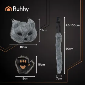 4-piece cat/fox costume, gray, Ruhhy 26247 | Osta veebist — Megaluks