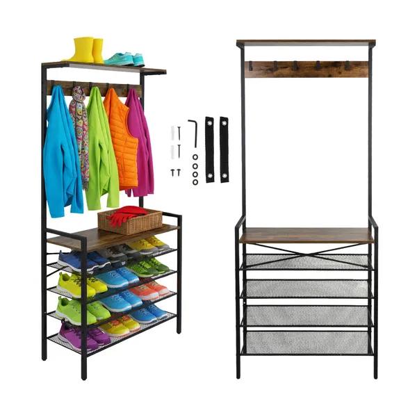 Standing shelf with hanger 189cm Ruhhy 27035 | Osta verkosta — Megaluks