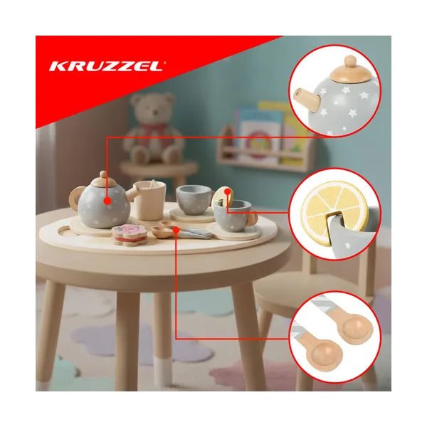 Детский чайный сервиз серый Kruzzel 26394 | Купить онлайн — Megaluks