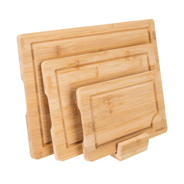Bamboo cutting board - 3 pcs + Ruhhy stand | Pirkt tiešsaistē — Megaluks