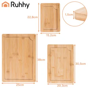 Bamboo cutting board - 3 pcs + Ruhhy stand | Osta veebist — Megaluks