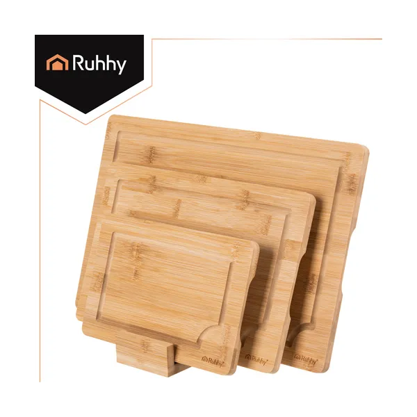 Bamboo cutting board - 3 pcs + Ruhhy stand | Pirkt tiešsaistē — Megaluks