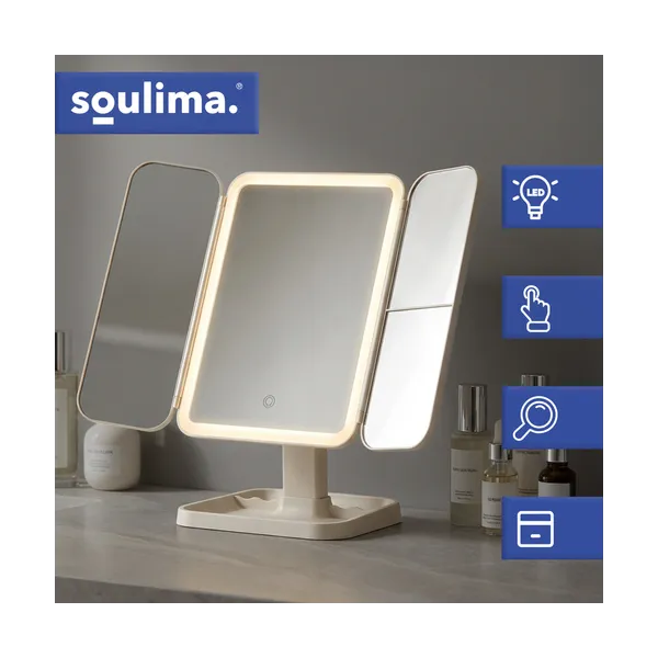 Складное косметическое зеркало со светодиодной подсветкой Soulima 26952