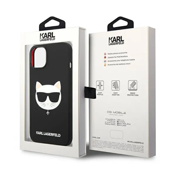 Karl Lagerfeld Choupette Head MagSafe Silicone - Case for iPhone 14 Plus (Black)