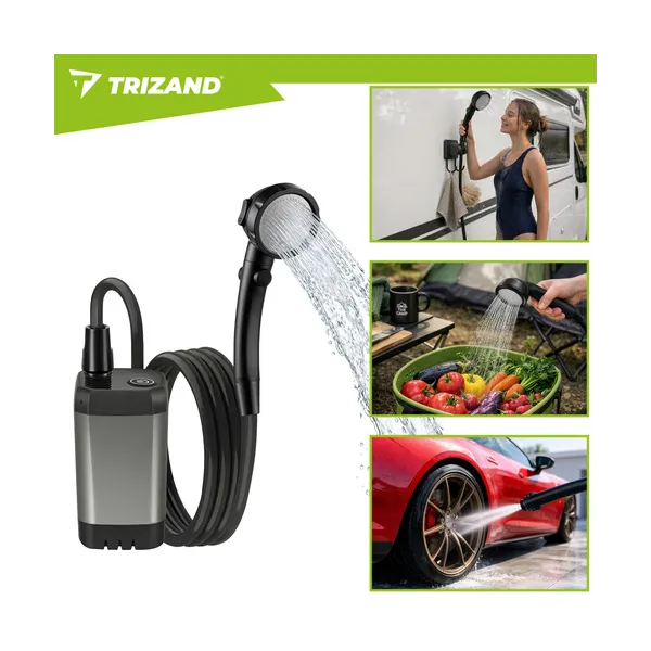 Trizand 6000mAh battery-powered travel shower