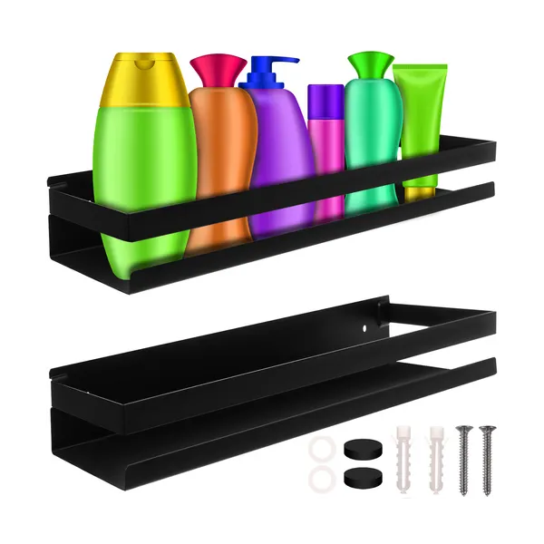 Ruhhy black bathroom shelf