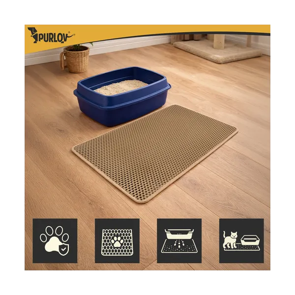 Litter box mat 75x55cm - beige Purlov