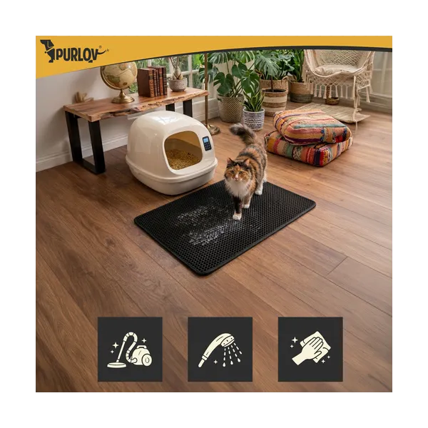 Litter box mat 75x55cm - black Purlov