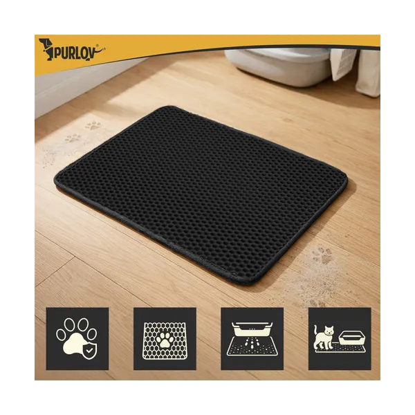 Litter box mat 60x45cm - black Purlov