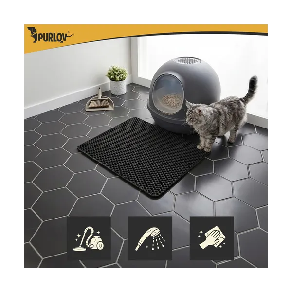 Litter box mat 60x45cm - black Purlov