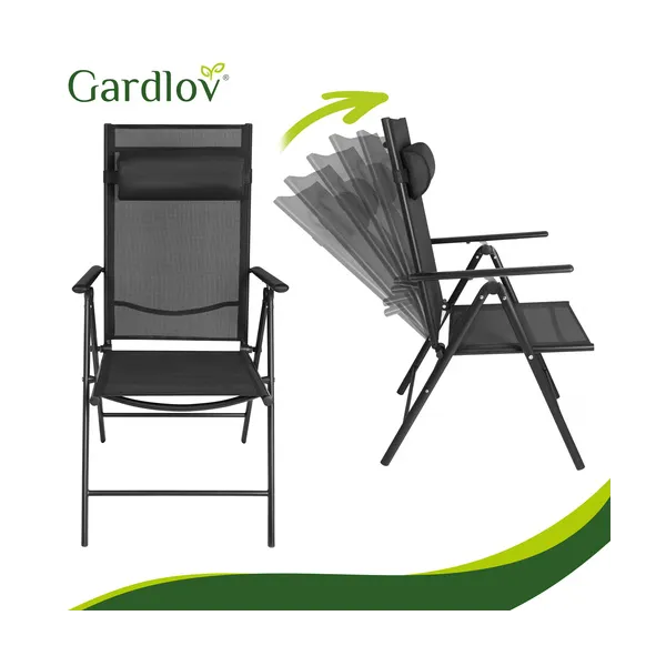 Gardlov juoda sulankstoma sodo kėdė, 2 vnt