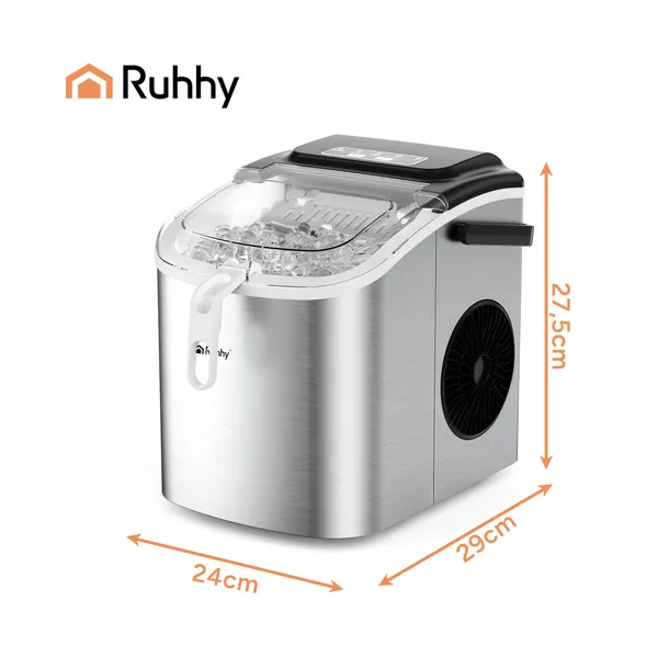 Ice cube maker 1.2l silver + Ruhhy scoop