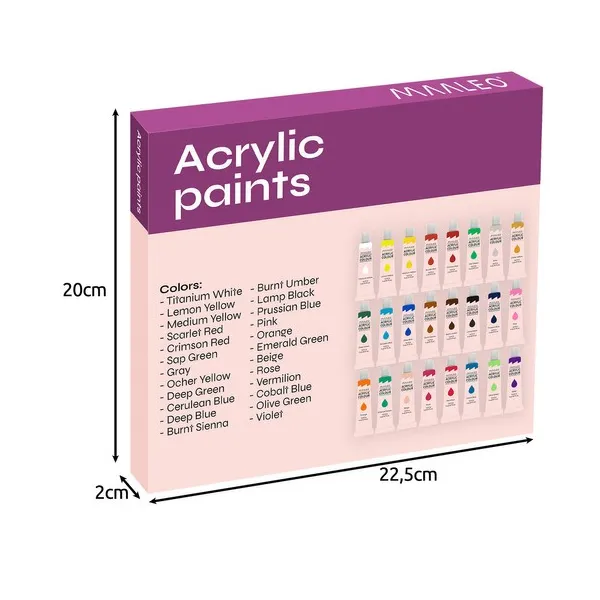 Acrylic paints 24pcs.- 12ml. Maaleo 20363