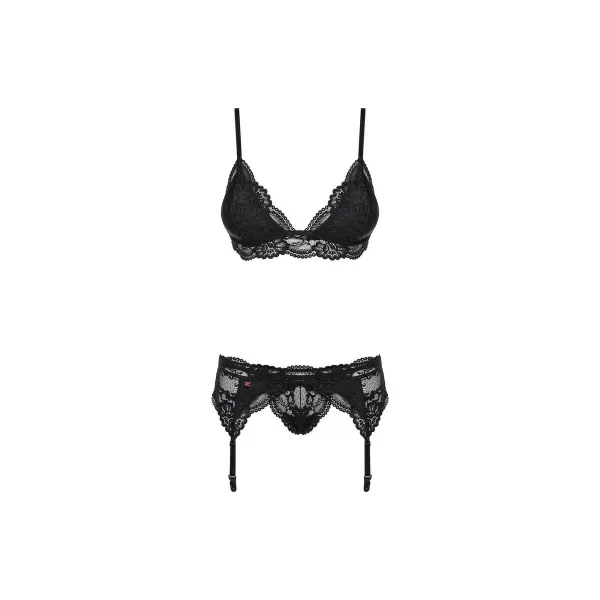 Nėriniuoti apatiniai komplektai Obsessive 810-SEG-1 Juoda L/XL