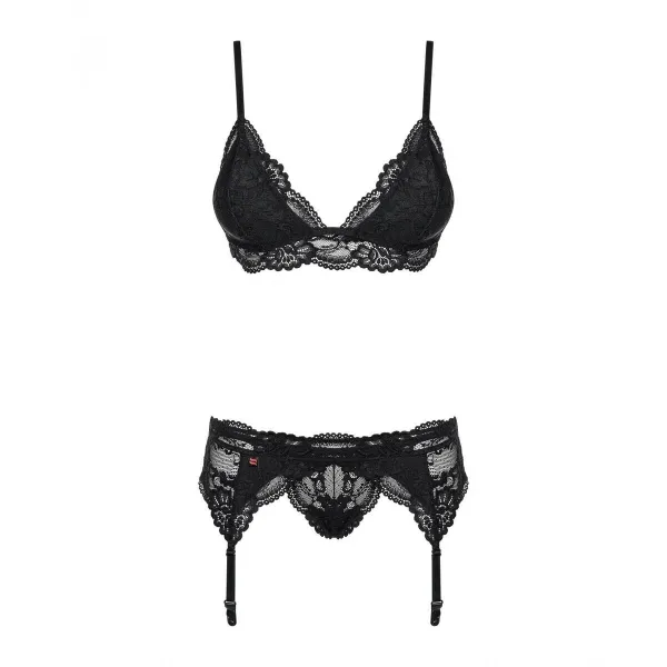 Nėriniuoti apatiniai komplektai Obsessive 810-SEG-1 Juoda L/XL